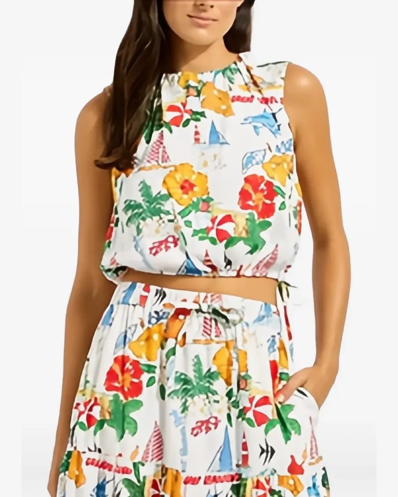 Seafolly Australia drawcord-waist printed blouse - Weiß Weiß