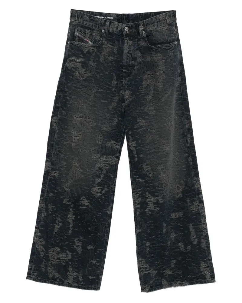 Diesel Ausgefranste Five-Pocket-Jeans - Schwarz Schwarz