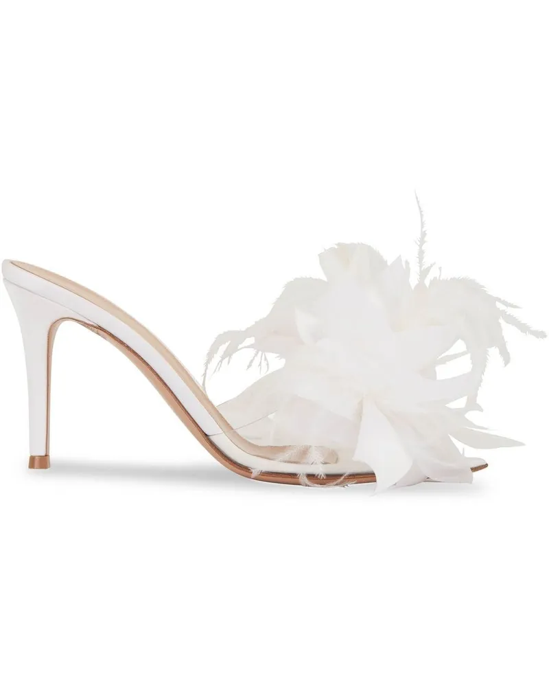 Gianvito Rossi Mules mit Blumenapplikation - Weiß Weiß