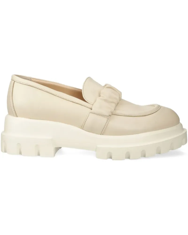 Attilio Giusti Leombruni 60mm ruffled platform loafers - Nude Nude