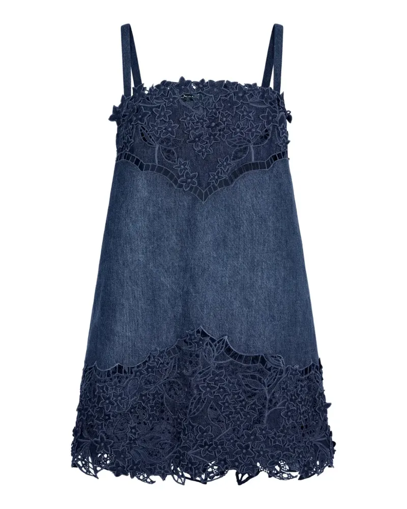 Oscar de la Renta Cut-Out-Minikleid mit Porzellanblume - Blau Blau