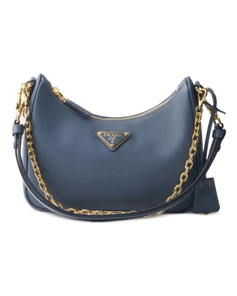Prada Mini Re-Edition Tasche aus Saffiano-Leder - Blau Blau