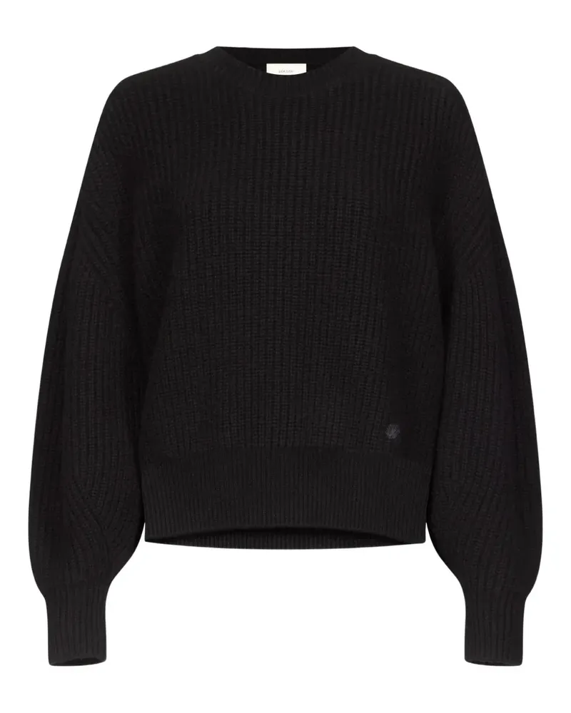 LOULOU Gerippter Pullover mit Ballonärmeln - Schwarz Schwarz