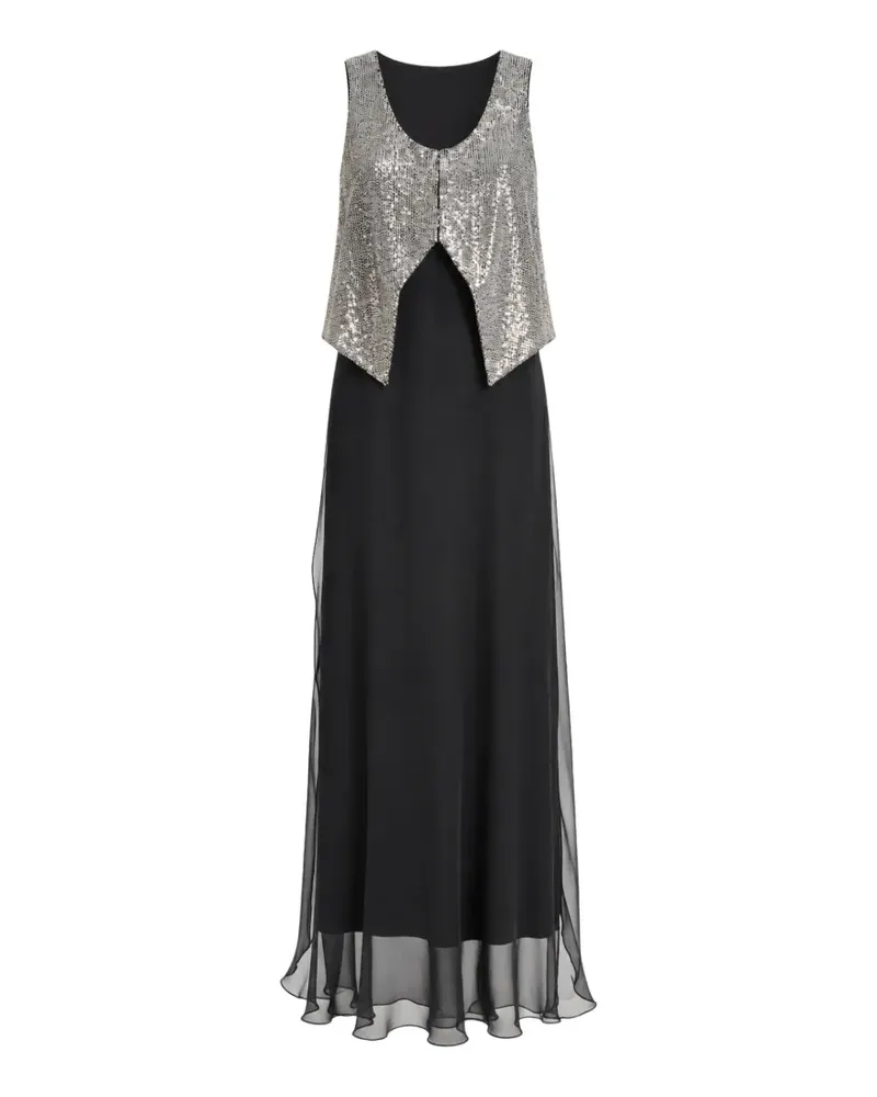 Irina Schrotter Mehrlagiges Nymeria Maxikleid mit Pailletten - Schwarz Schwarz