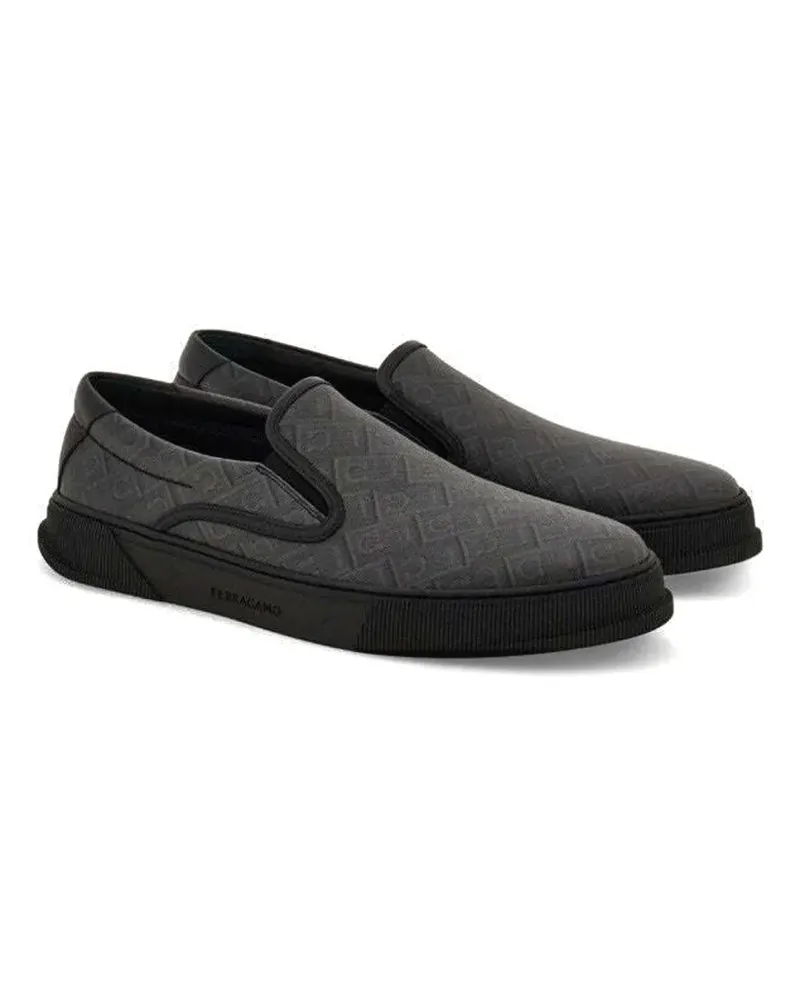 Ferragamo Slip-On-Sneakers mit Prägung - Schwarz Schwarz