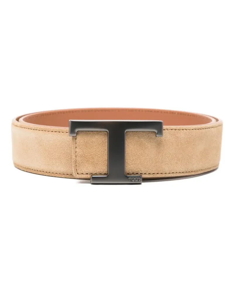 TOD'S Ledergürtel mit Logo-Schnalle - Nude Nude