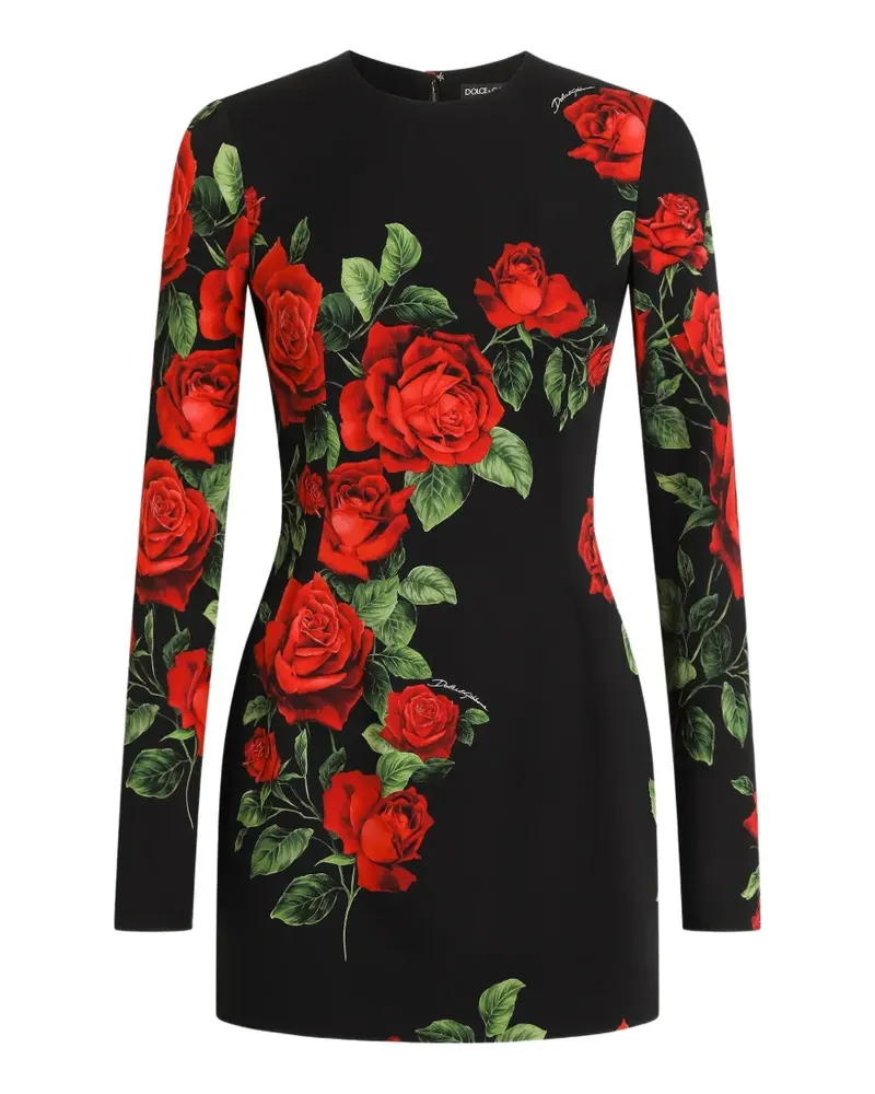 Dolce & Gabbana Minikleid mit Rosen-Print - Schwarz Schwarz