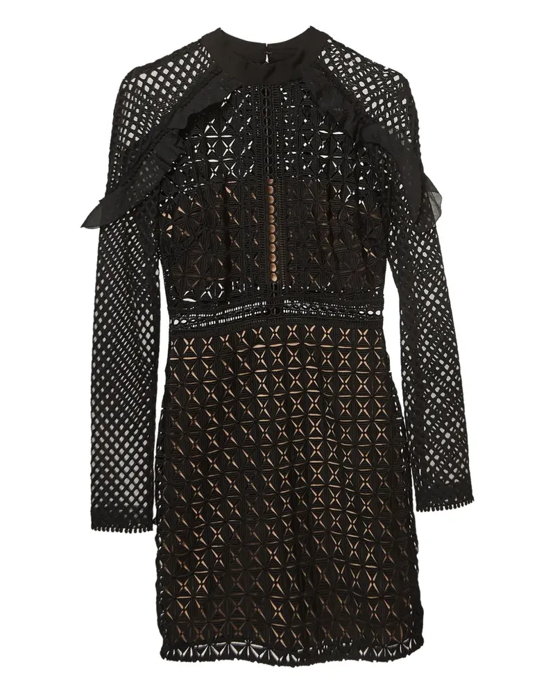 Self-Portrait Kleid mit geometrischer Spitze - Schwarz Schwarz