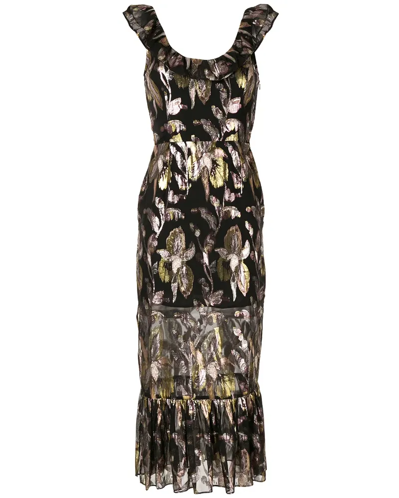 We Are Kindred Geblümtes 'Harlow' Midikleid - Schwarz Schwarz