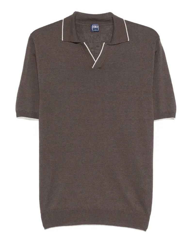 Fedeli T-Shirt mit V-Ausschnitt - Braun Braun