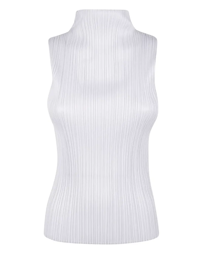 Issey Miyake Basics Stehkragen-Oberteil mit Falten - Grau Grau