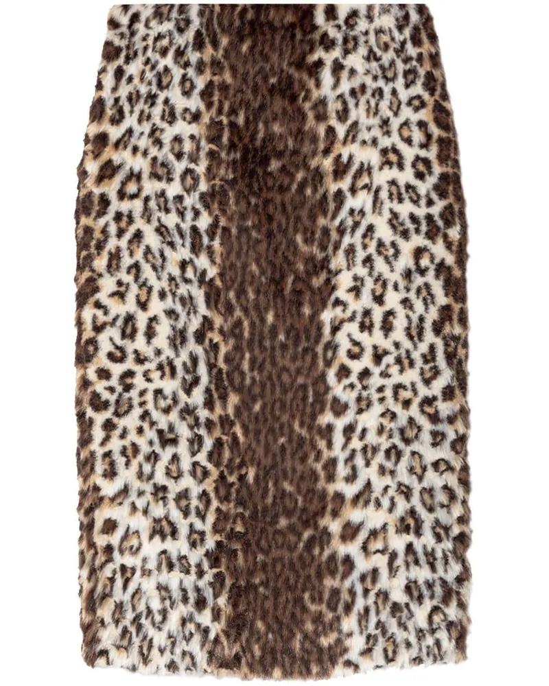 Alexander McQueen Rock mit Animal-Print Braun