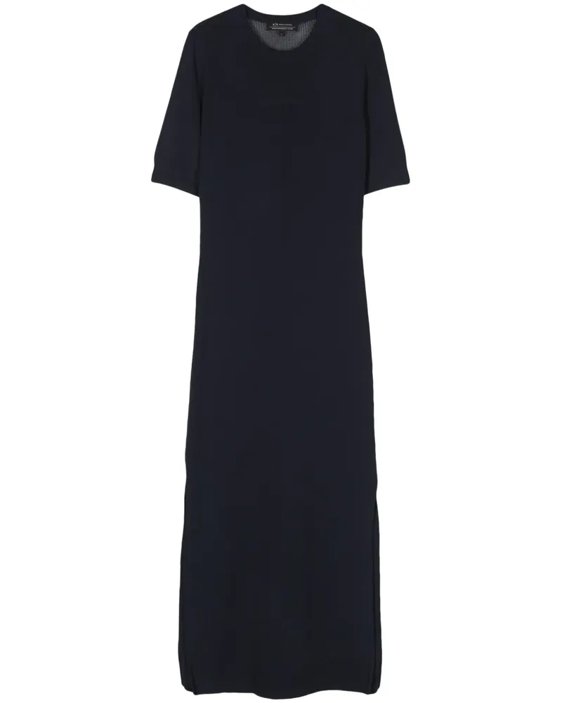 Armani Exchange Fein gestricktes Kleid mit Logo-Stickerei - Blau Blau