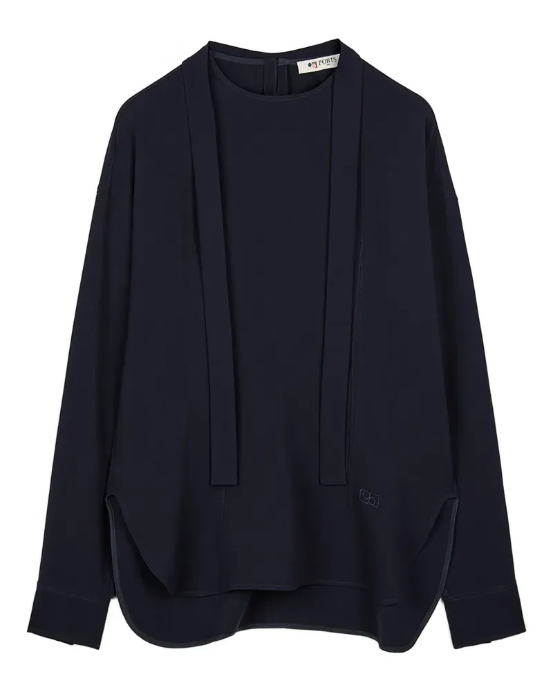 Ports 1961 Bluse mit Schleifenkragen - Blau Blau