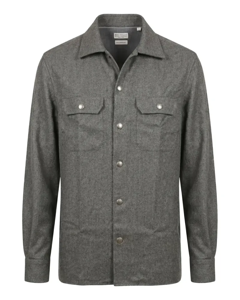 Brunello Cucinelli press-stud wool shirt - Grau Grau