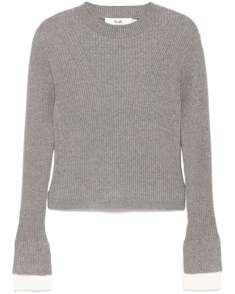b+ab Gerippter Pullover - Grau Grau
