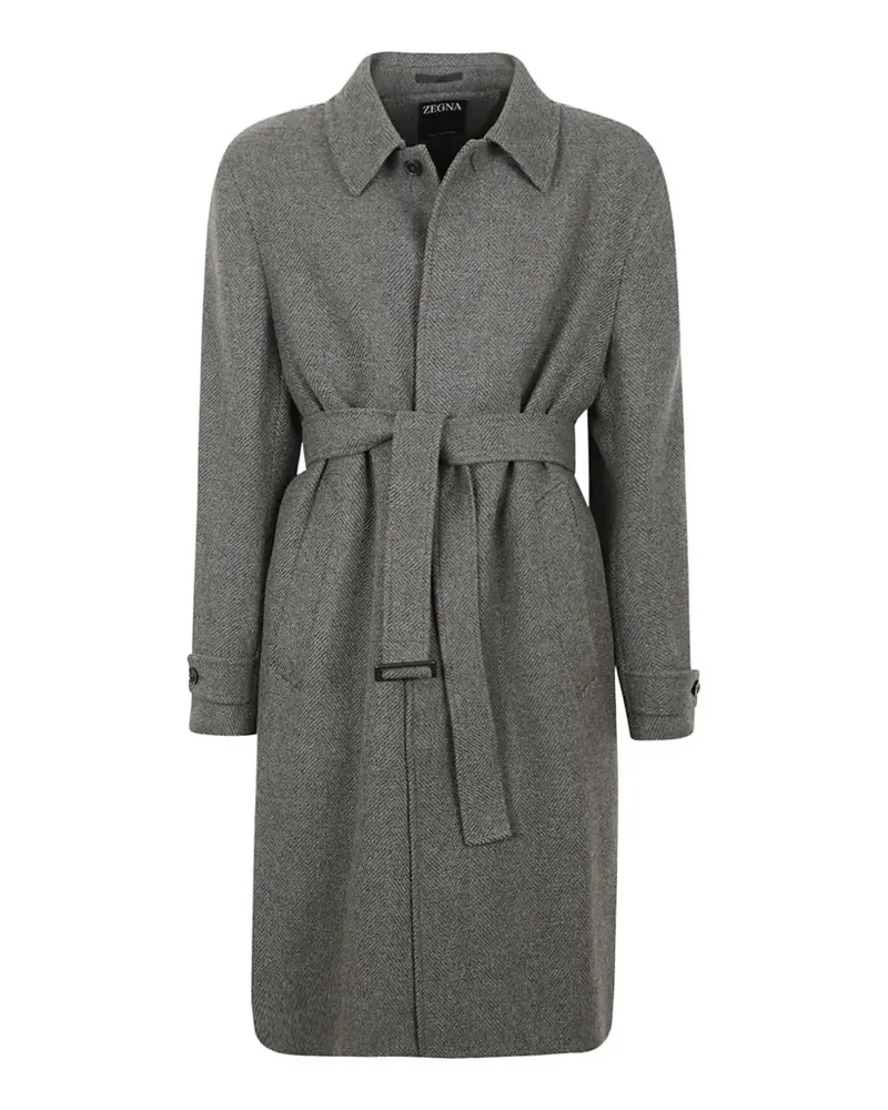 Ermenegildo Zegna herringbone belted coat - Grau Grau