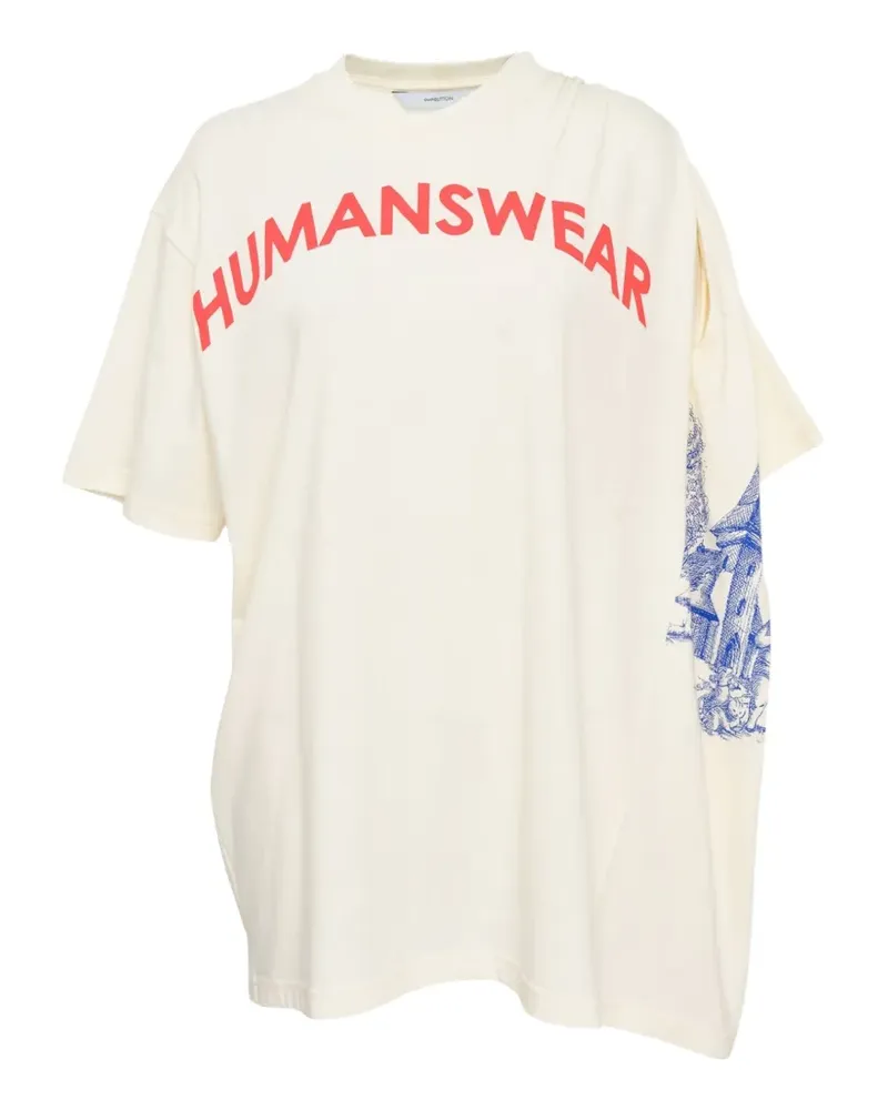 pushBUTTON gathered-shoulder T-shirt - Weiß Weiß