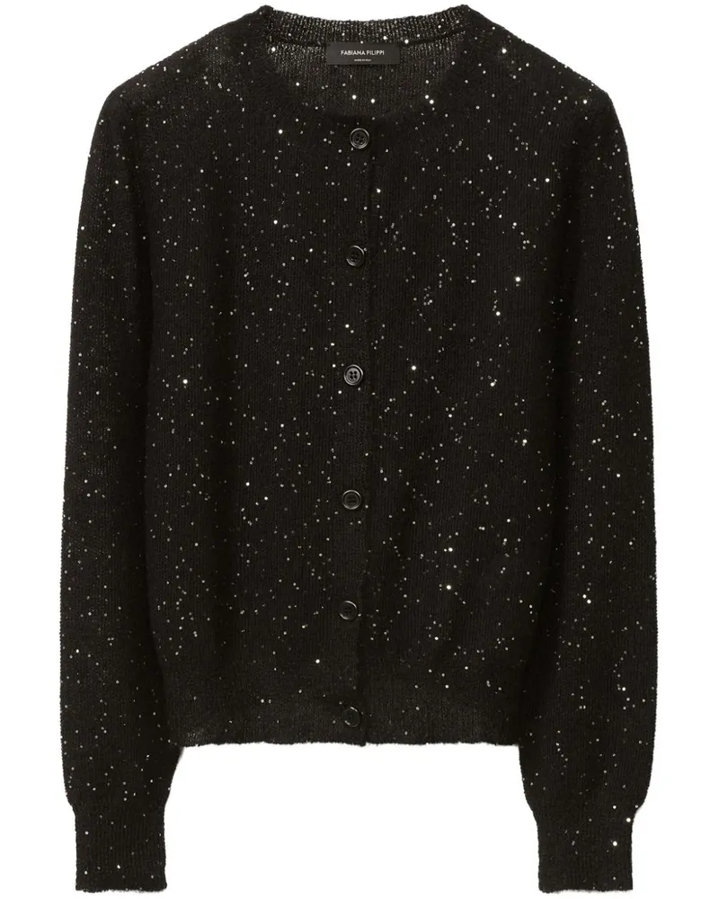 Fabiana Filippi Cardigan mit Pailletten - Schwarz Schwarz
