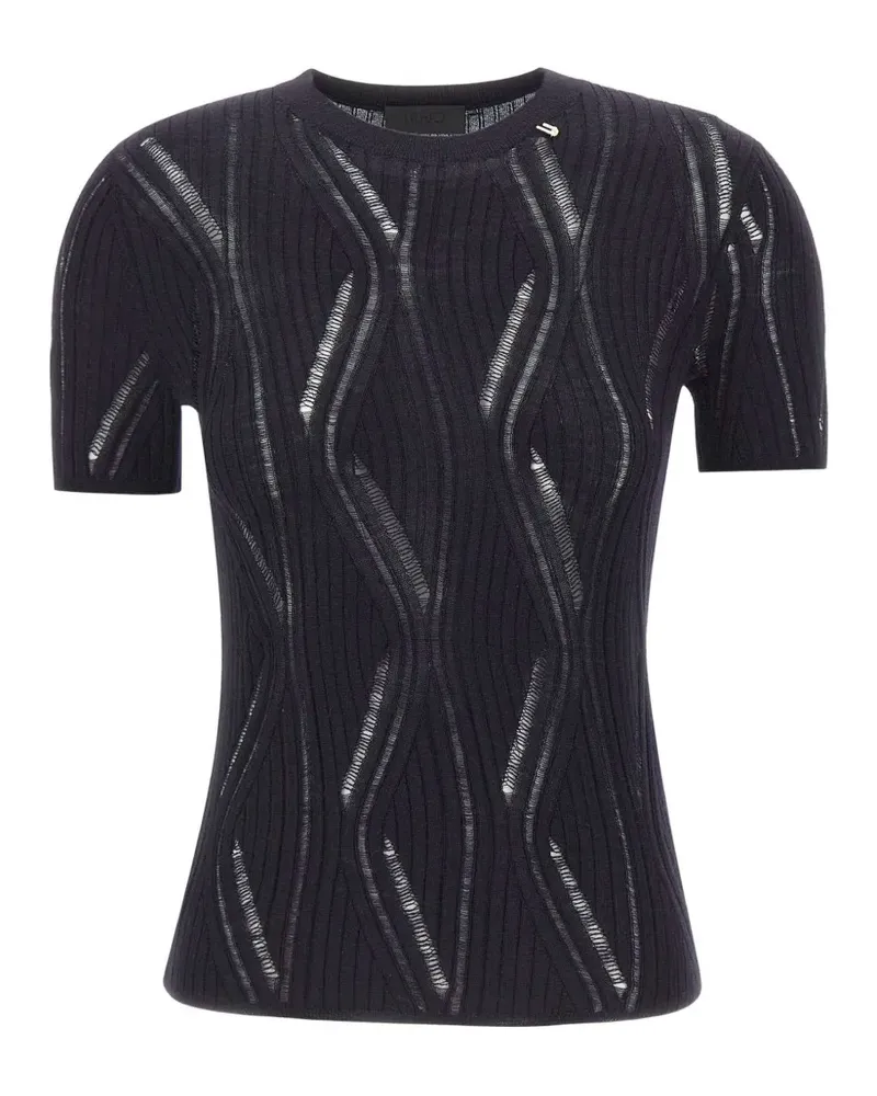 Liu Jo cut-out ribbed-knit T-shirt - Blau Blau