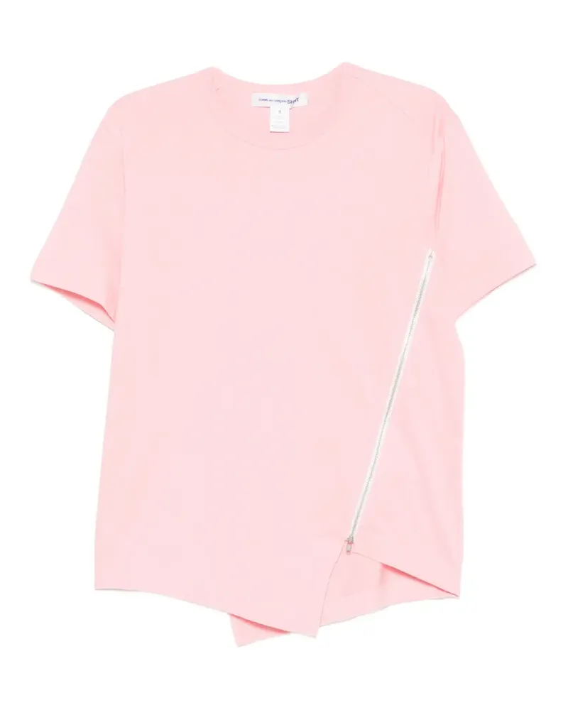 Comme des Garçons asymmetric zip-detail T-shirt - Rosa Rosa