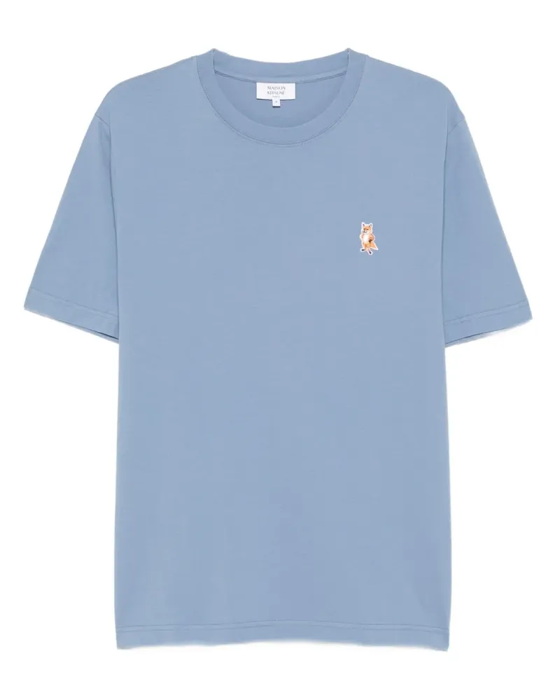 Kitsuné T-Shirt mit Standing Fox-Stickerei - Blau Blau