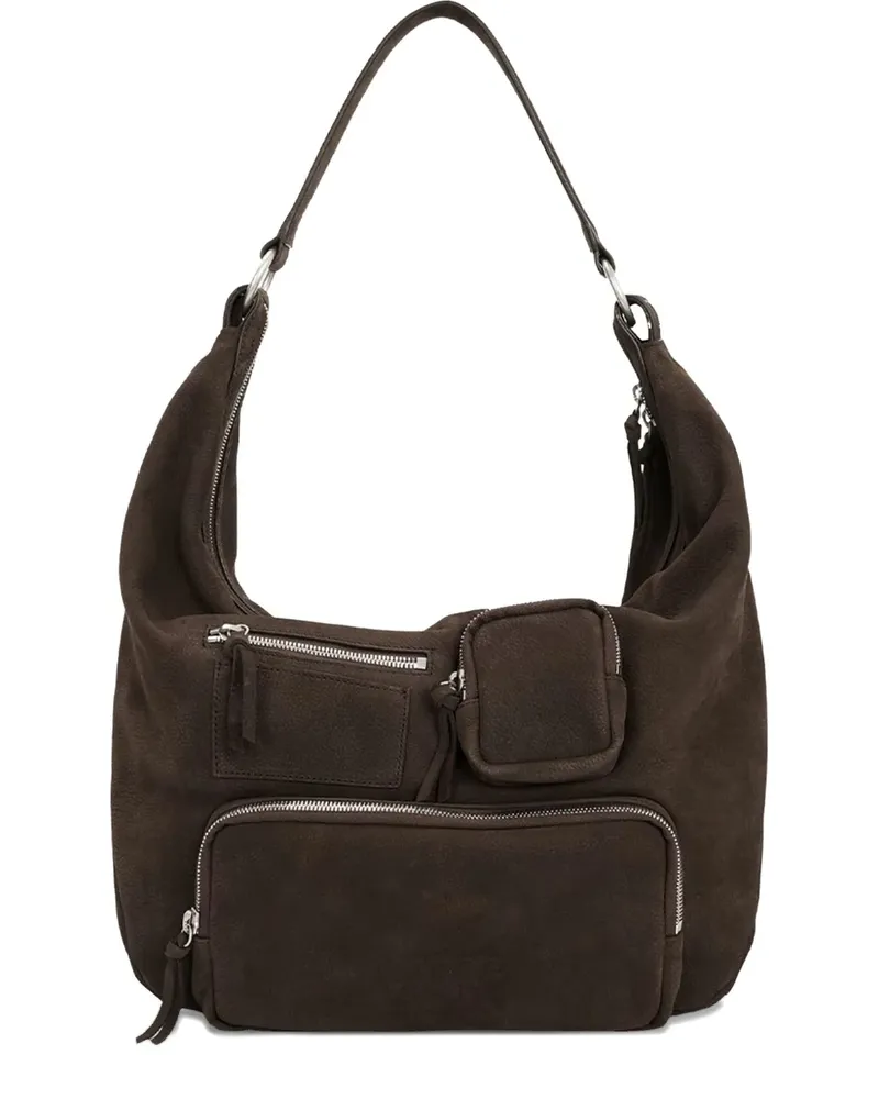 Marge Sherwood City Wildleder-Schultertasche mit Reißverschlusstasche - Braun Braun