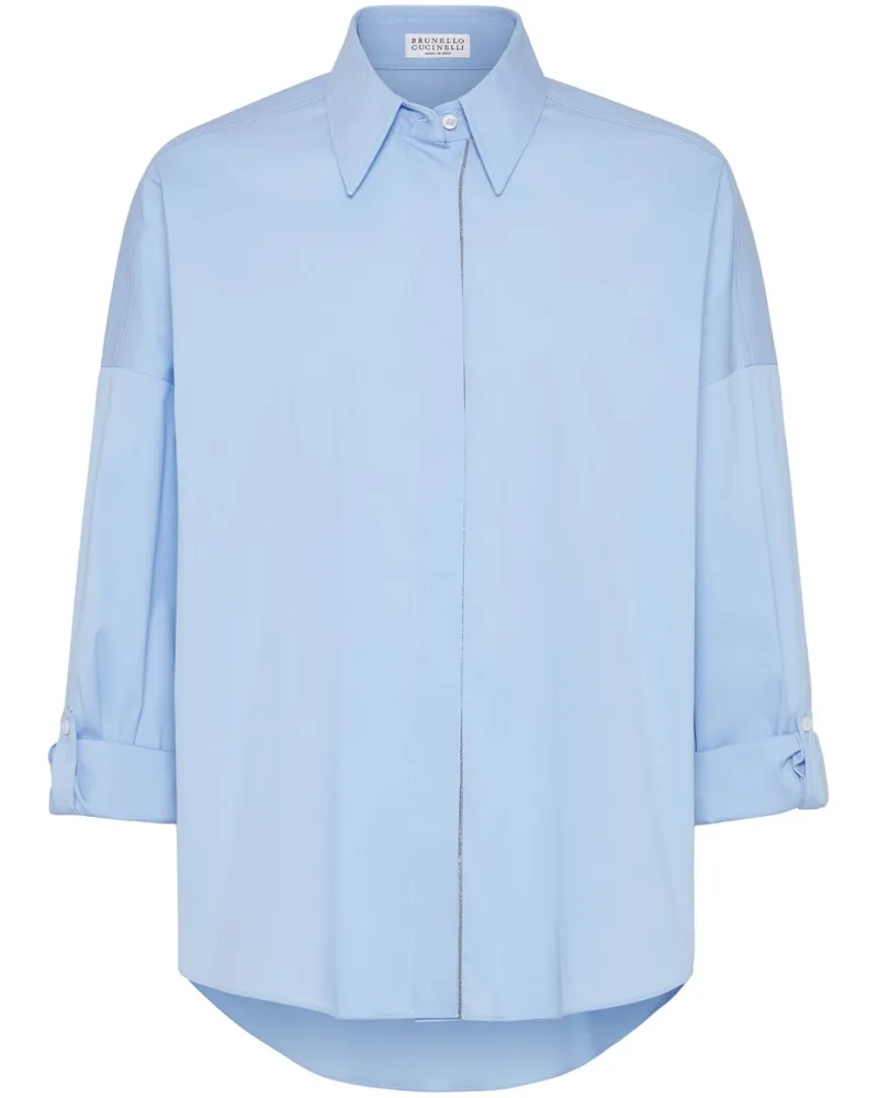 Brunello Cucinelli Hemd aus Popeline - Blau Blau