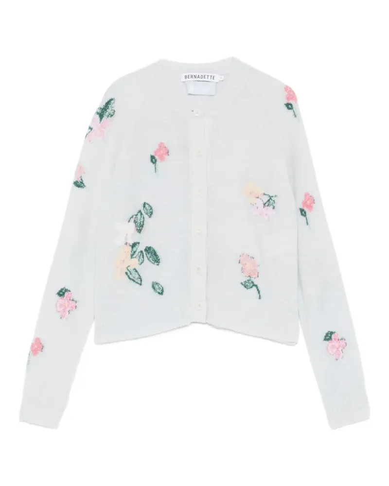 BERNADETTE Clemence floral-intarsia cardigan - Grau Grau