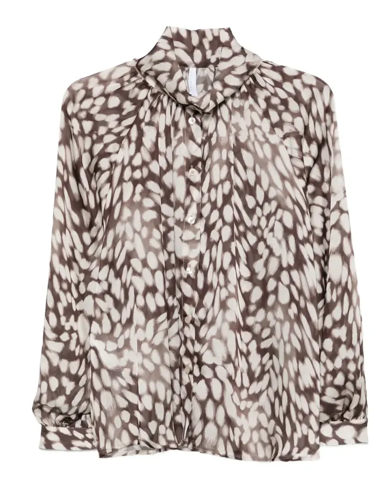 IMPERIAL Geraffte Bluse mit abstraktem Print - Braun Braun