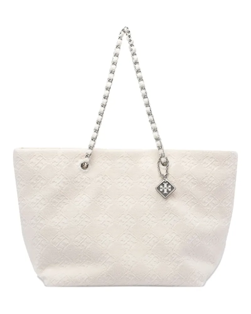 Tory Burch Strukturierter Ella Tote Bag mit Kettenbesatz - Weiß Weiß