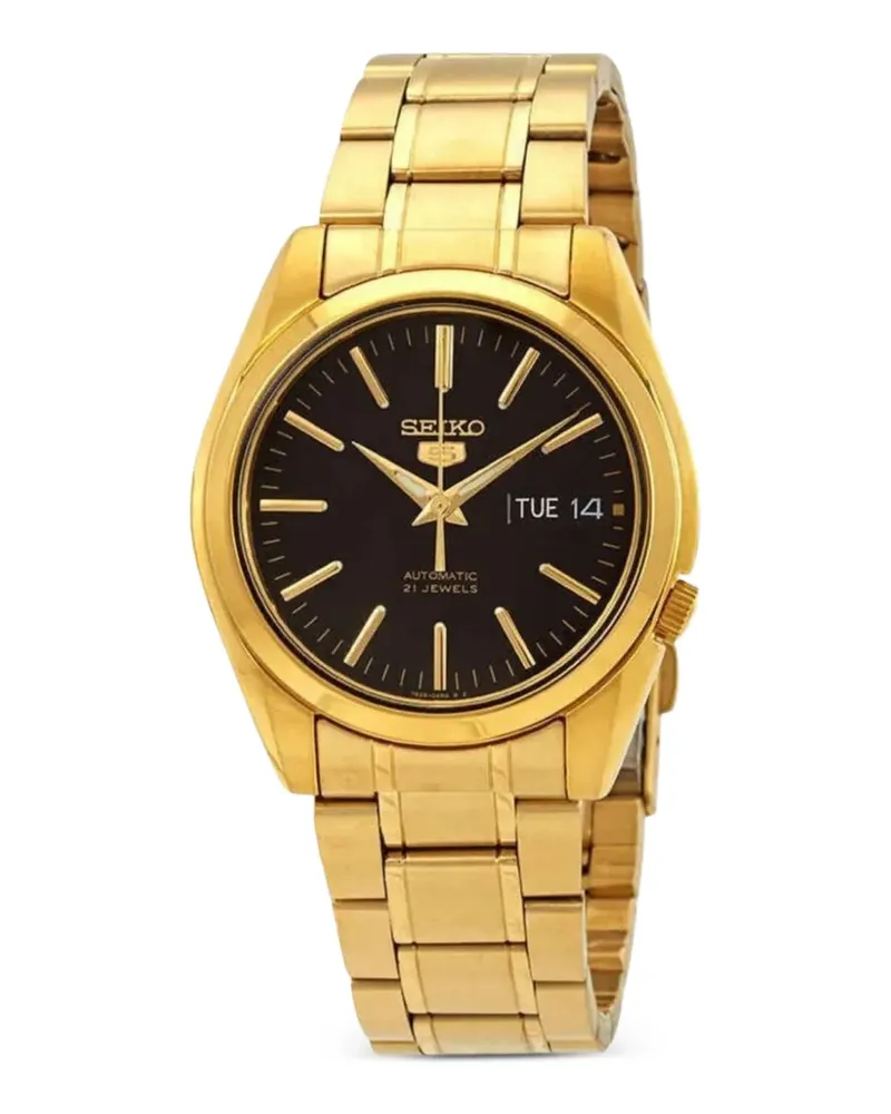 Seiko 5 round-face 38mm watch - Schwarz Schwarz