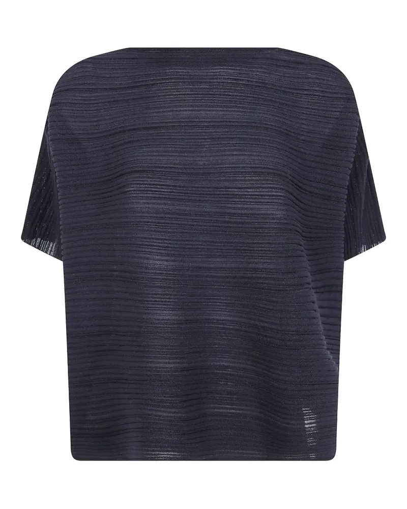 Issey Miyake T-Shirt mit U-Boot-Ausschnitt - Blau Blau