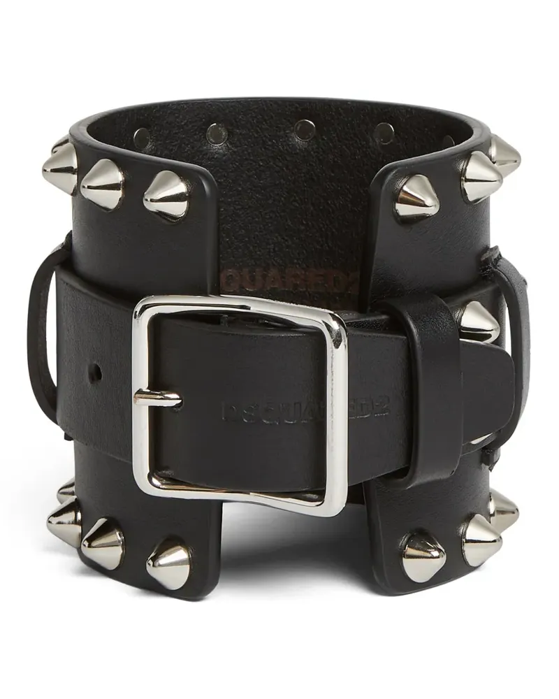 Dsquared2 Lederarmband mit spitzen Nieten - Schwarz Schwarz