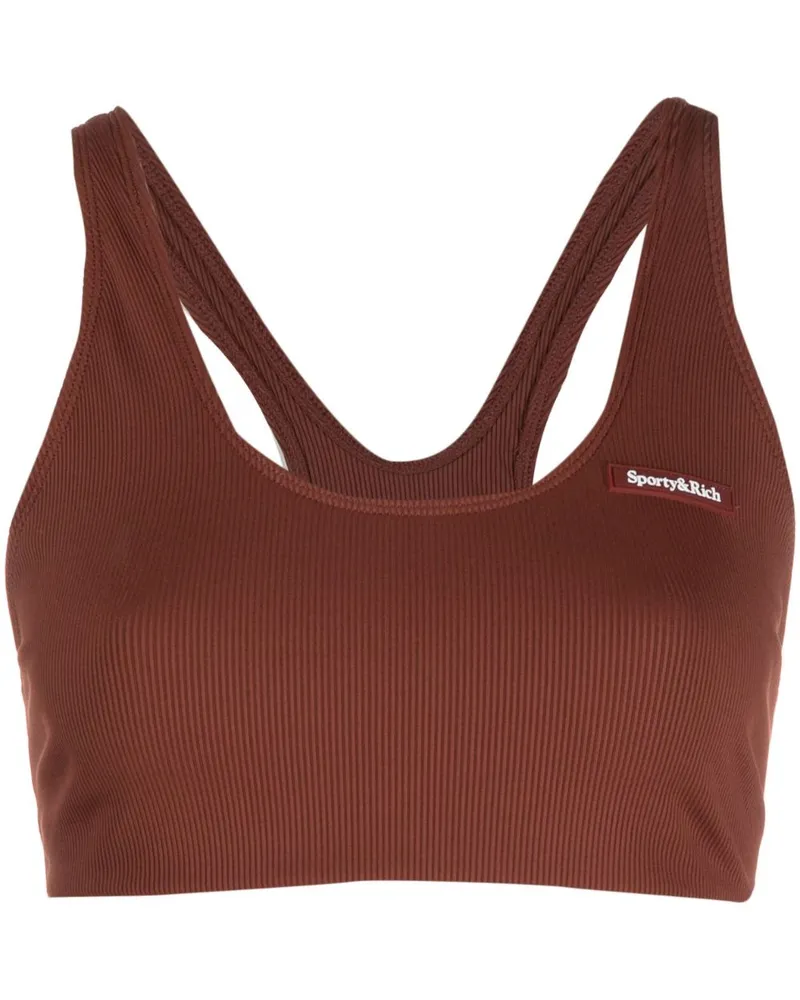 SPORTY & RICH Sport-BH mit Logo-Print - Braun Braun