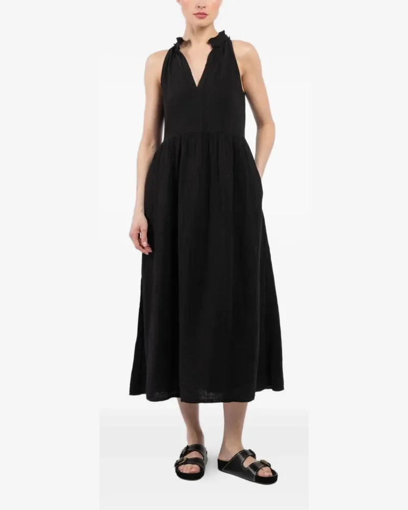Xírena Ärmelloses Kleid mit Rüschenkragen - Schwarz Schwarz
