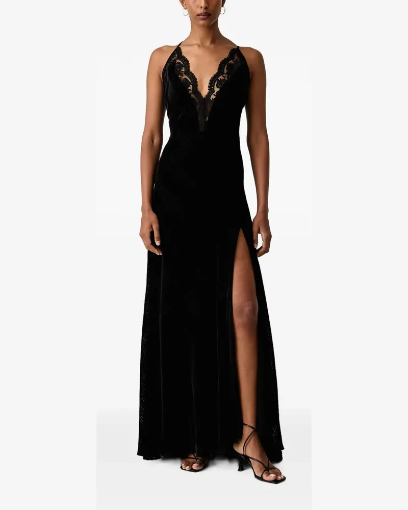 Ermanno Scervino Maxikleid aus Devoré mit Spitzenbesatz - Schwarz Schwarz