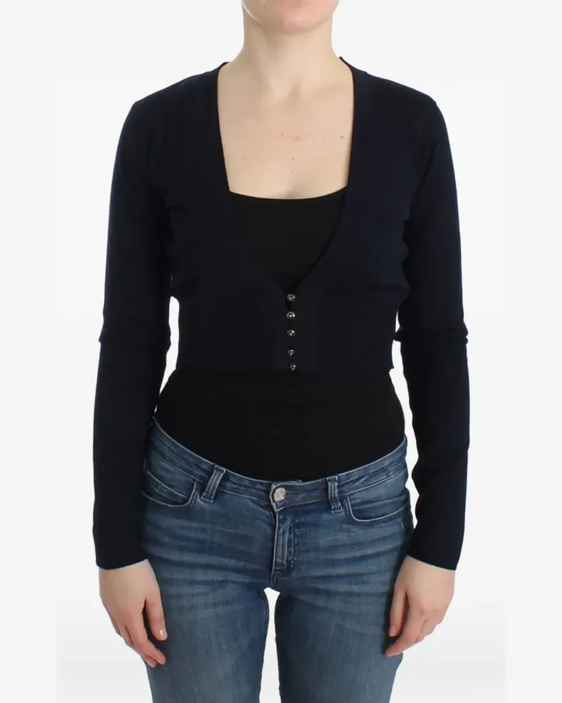 Roberto Cavalli Cropped-Cardigan mit V-Ausschnitt - Schwarz Schwarz