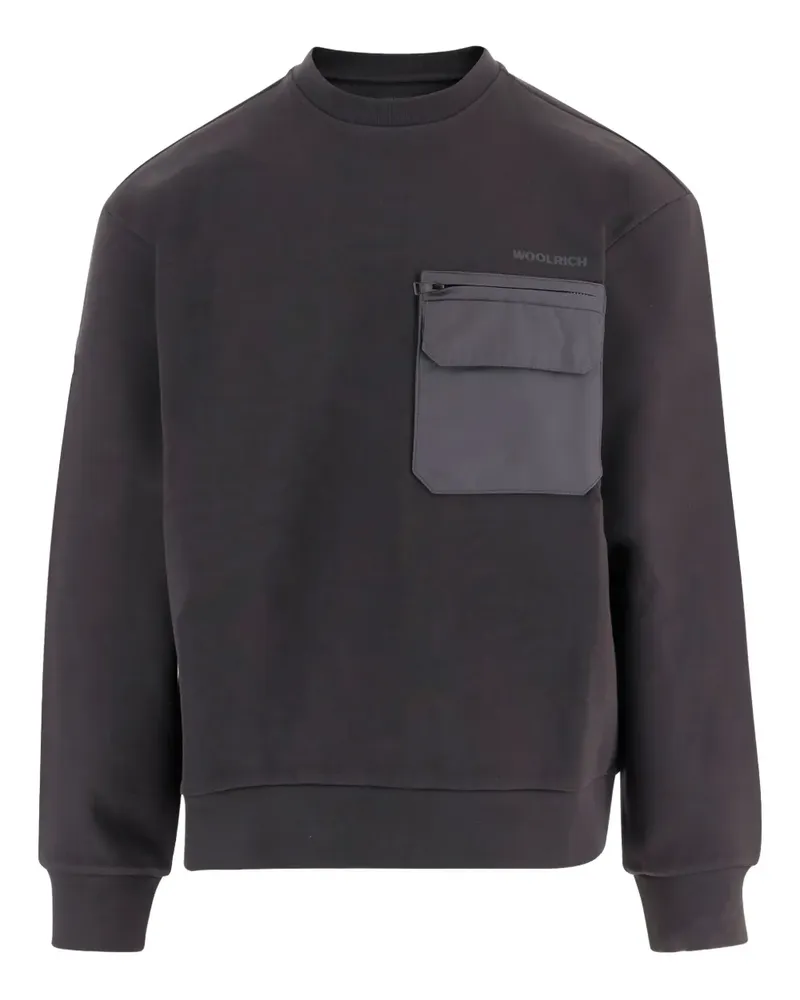 Woolrich Sweatshirt mit Brusttasche - Schwarz Schwarz