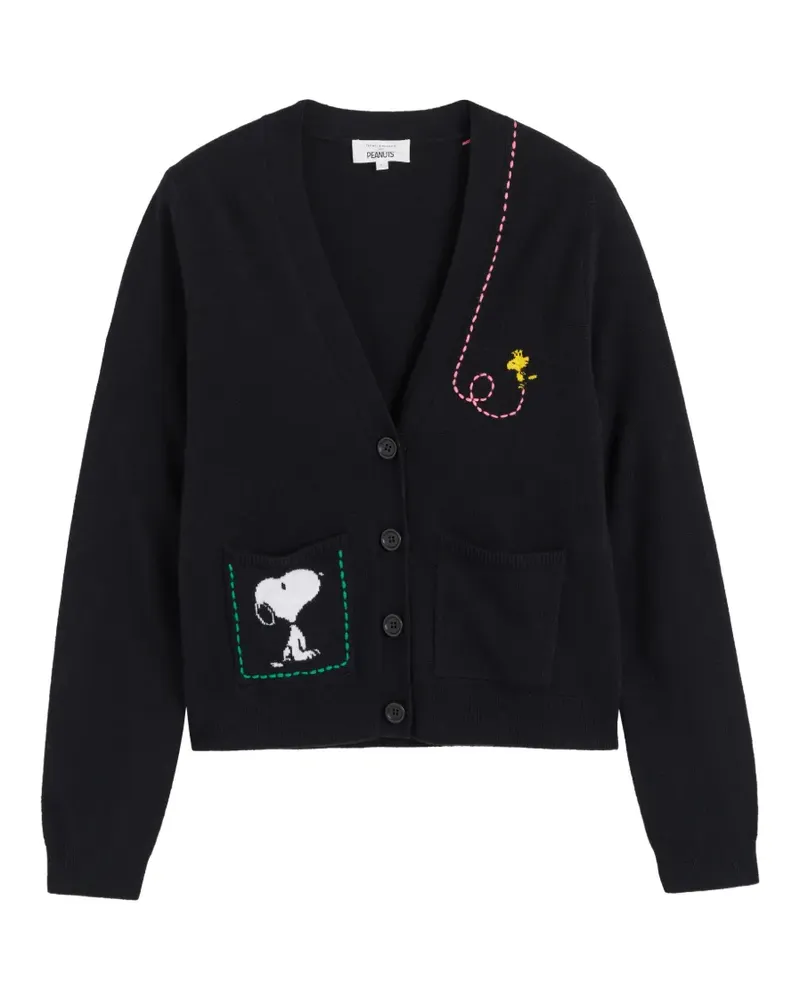 Chinti & Parker Cardigan mit Snoopy-Intarsie - Schwarz Schwarz