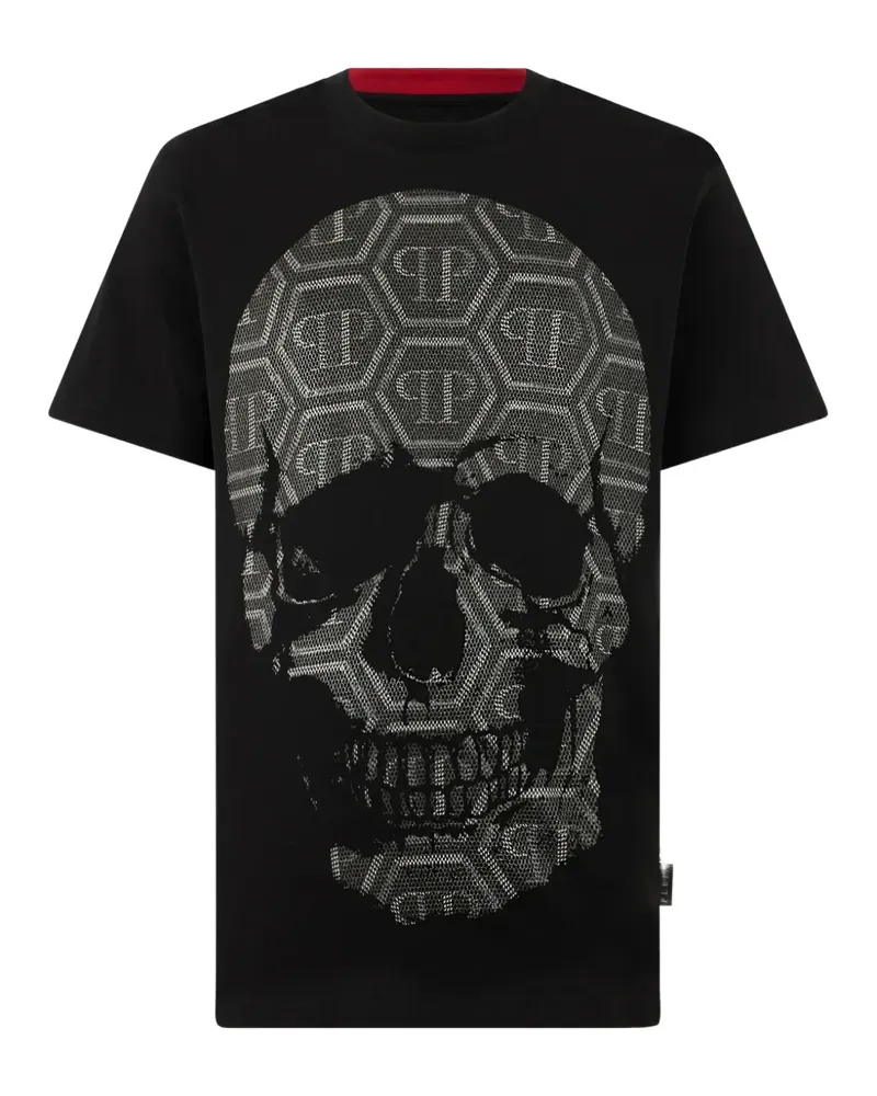 Philipp Plein T-Shirt mit Totenkopfmonogramm - Schwarz Schwarz