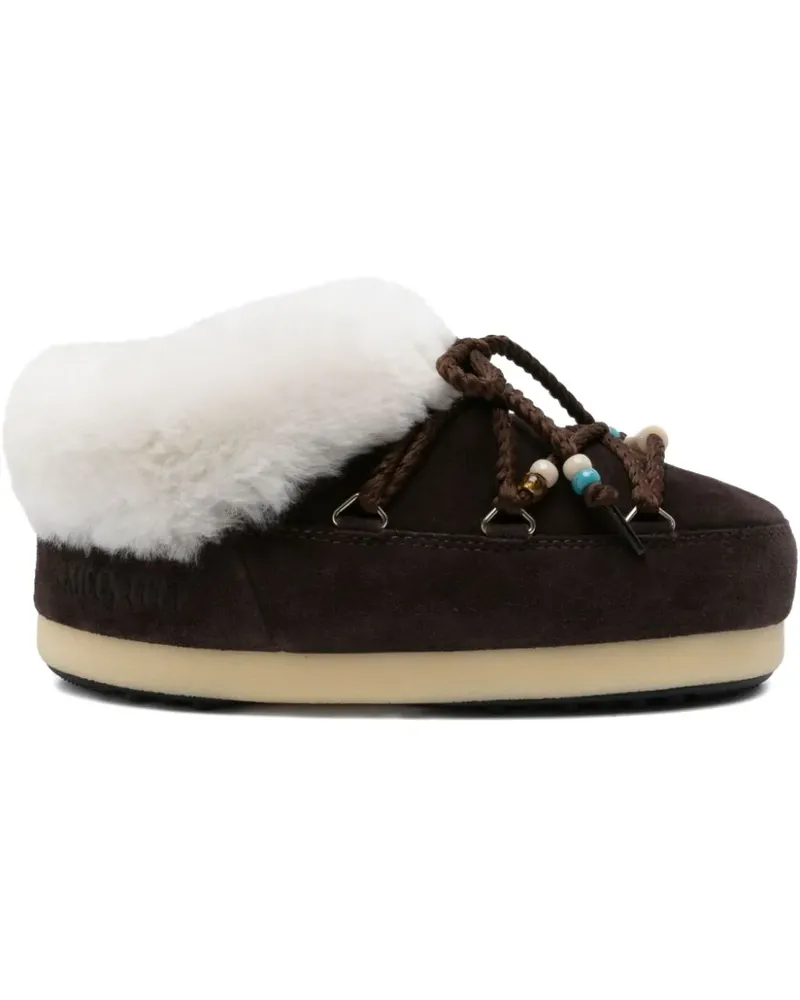 Moon Boot Schnürstiefel mit Shearling - Braun Braun