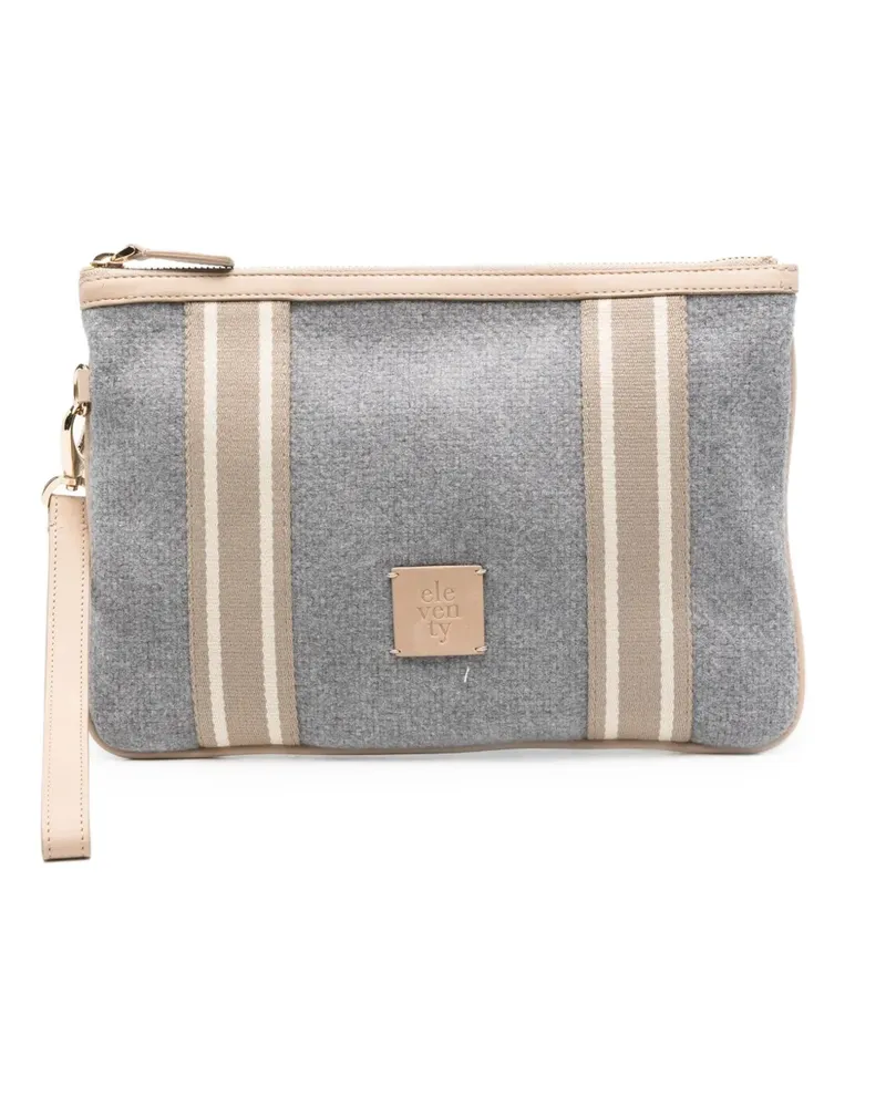 Eleventy Clutch mit gestreiftem Einsatz - Grau Grau