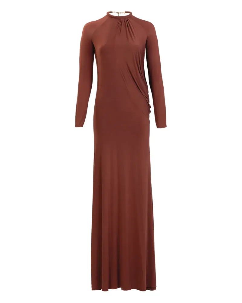 Silvia Tcherassi Lais draped long-sleeve maxi dress - Braun Braun
