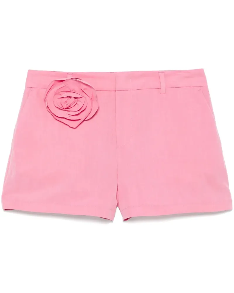 Blumarine Gabardine-Shorts mit Rosenapplikation - Rosa Rosa