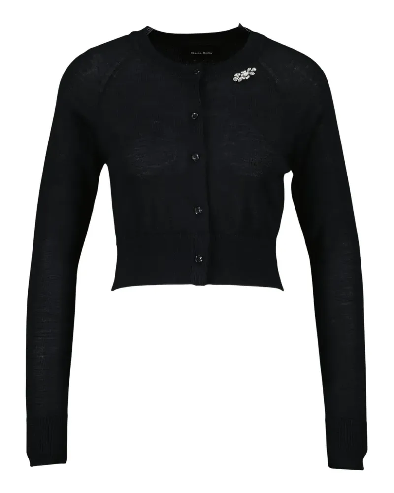 Simone Rocha embellished cropped wool cardigan - Schwarz Schwarz
