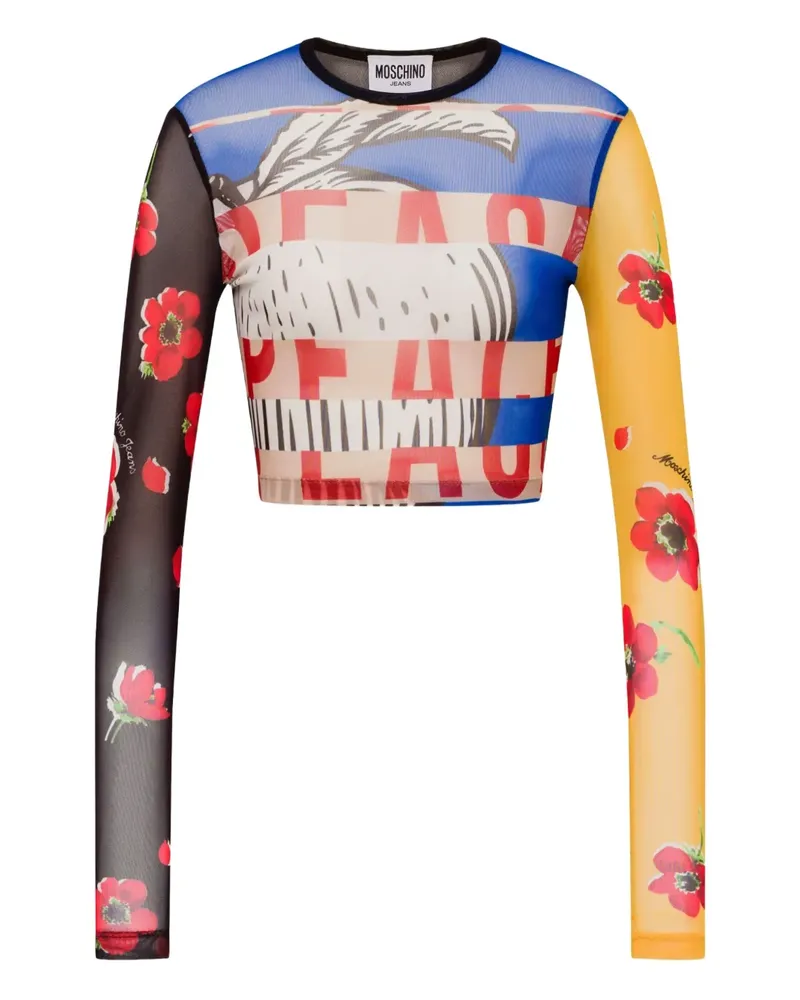 Moschino Cropped-Top mit Print-Mix - Schwarz Schwarz