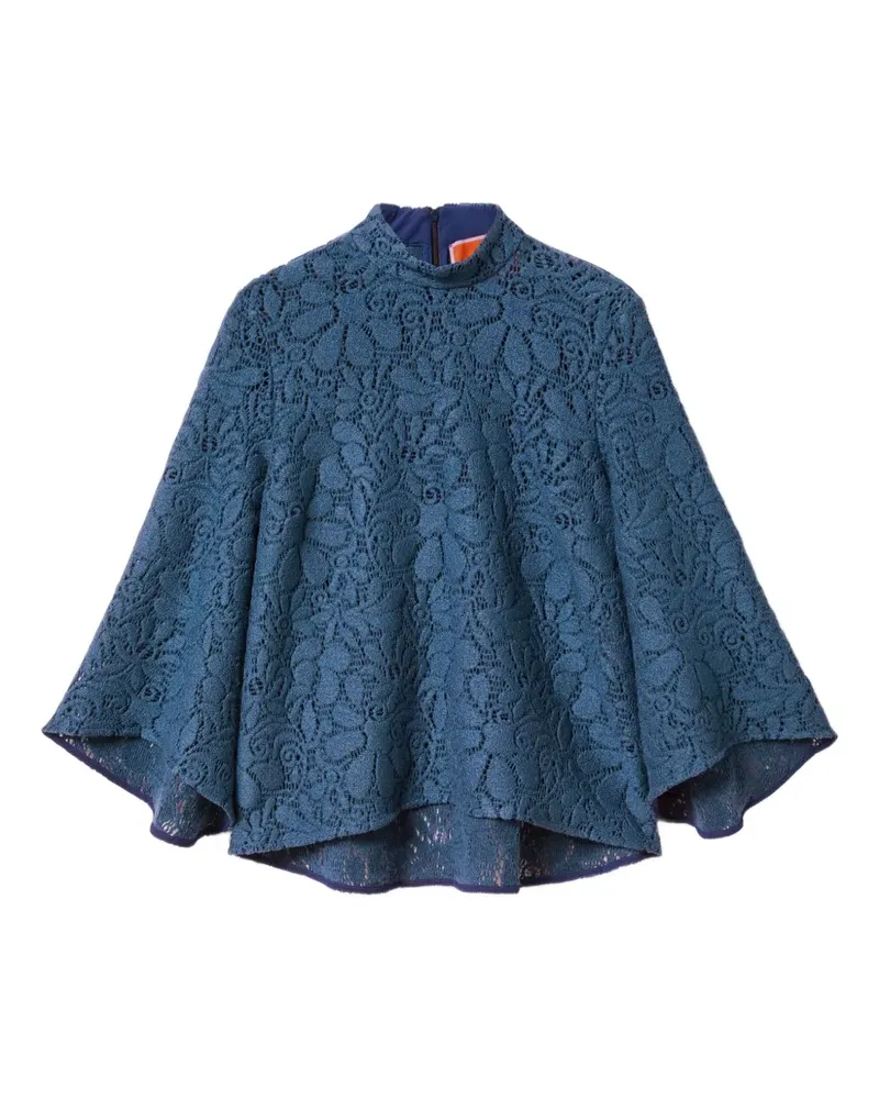 La DoubleJ floral-pattern lace blouse - Blau Blau