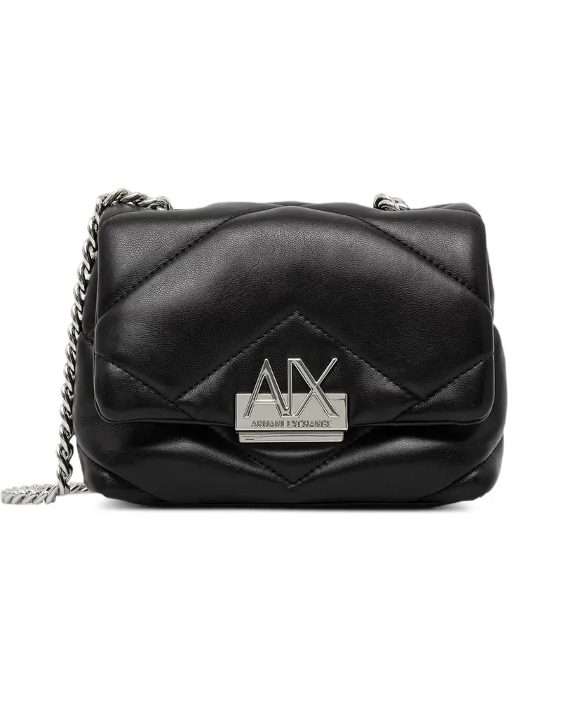 Armani Exchange Mini Schultertasche mit Logo-Schild - Schwarz Schwarz