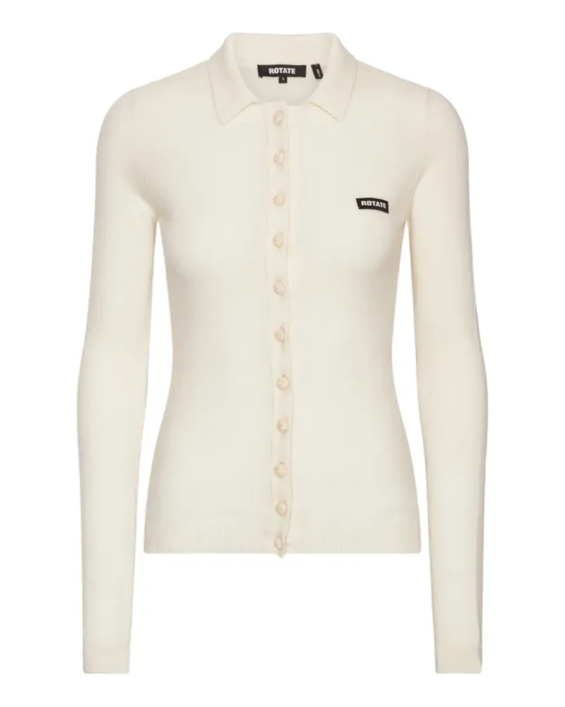 ROTATE Birger Christensen Gestricktes Poloshirt - Weiß Weiß